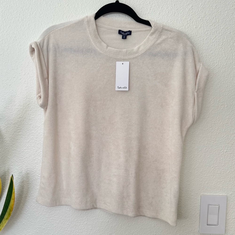 Splendid | Cream Short Sleeve Terrycloth Tee